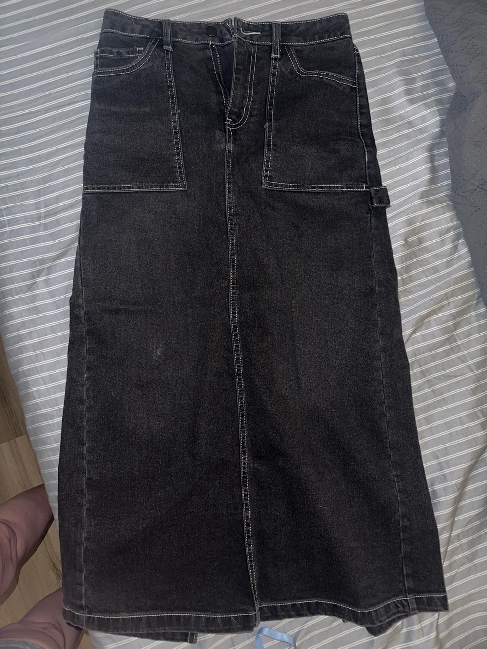 Women’s Black Denim Carpenter Skirt